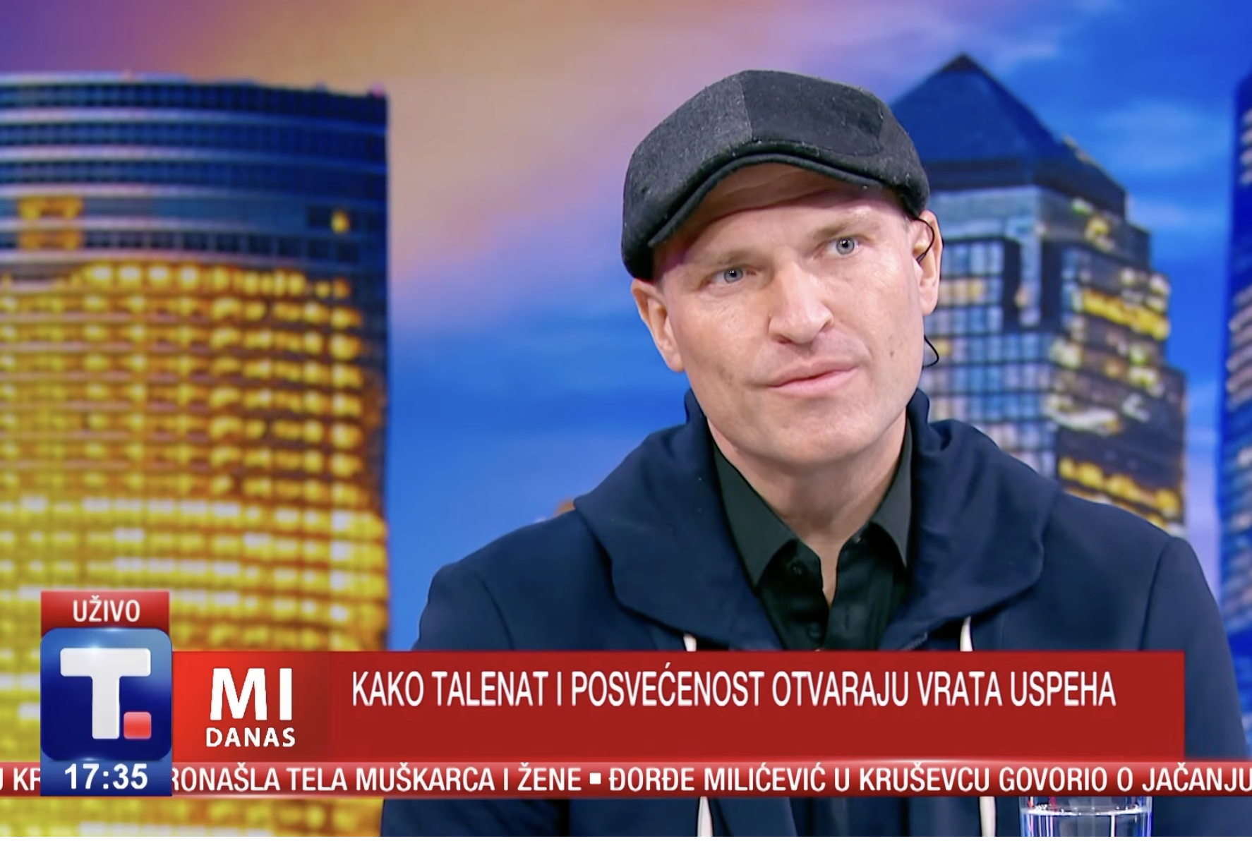 Matthew Mayer interviewed live on Serbia's national television, broadcast with the UŽIVO live badge